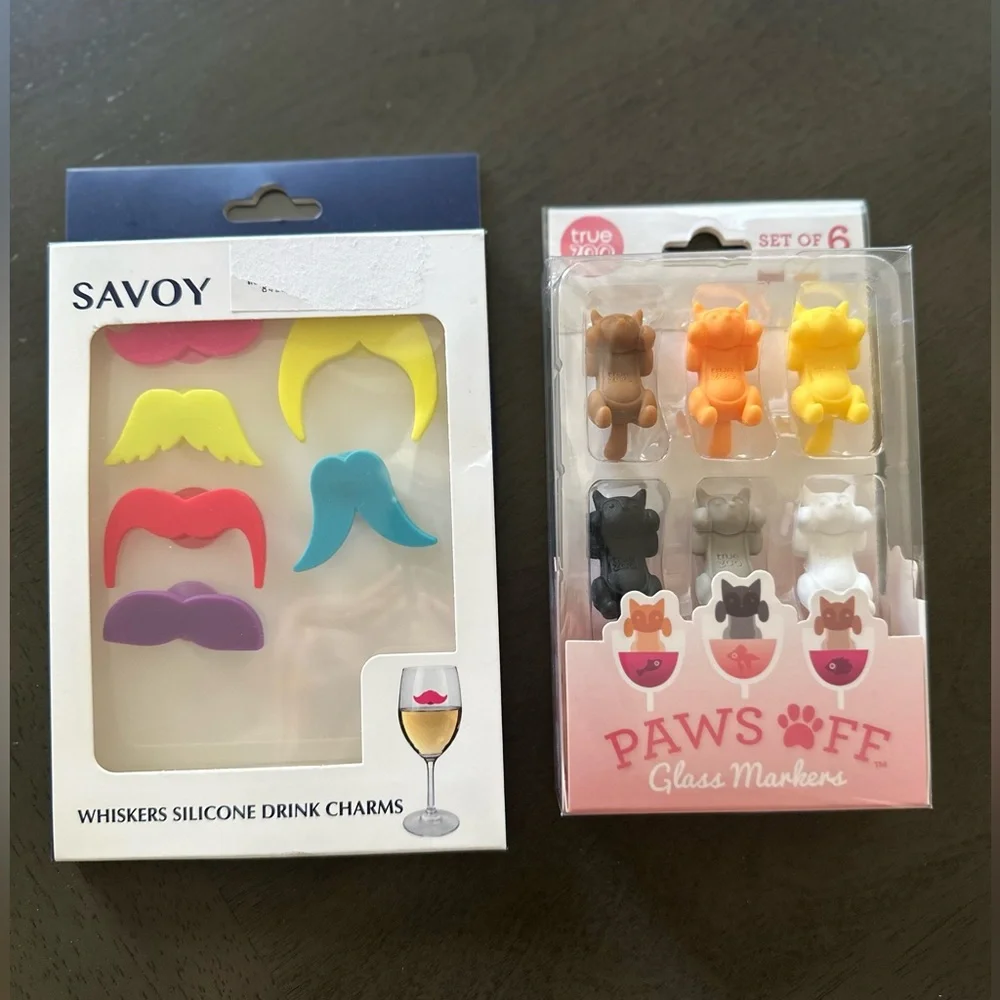Whiskers Silicone Drink Charms & Cat Glass Markers